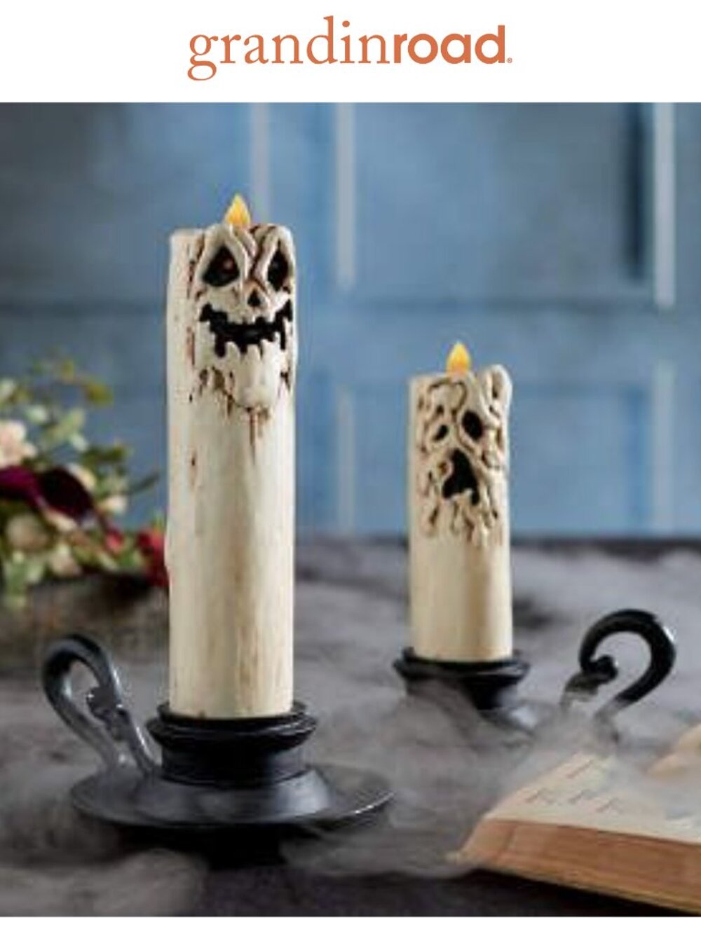 *RARE* Grandin Road Melting Face Ghost Electric Candles, RETIRED, EUC, Halloween